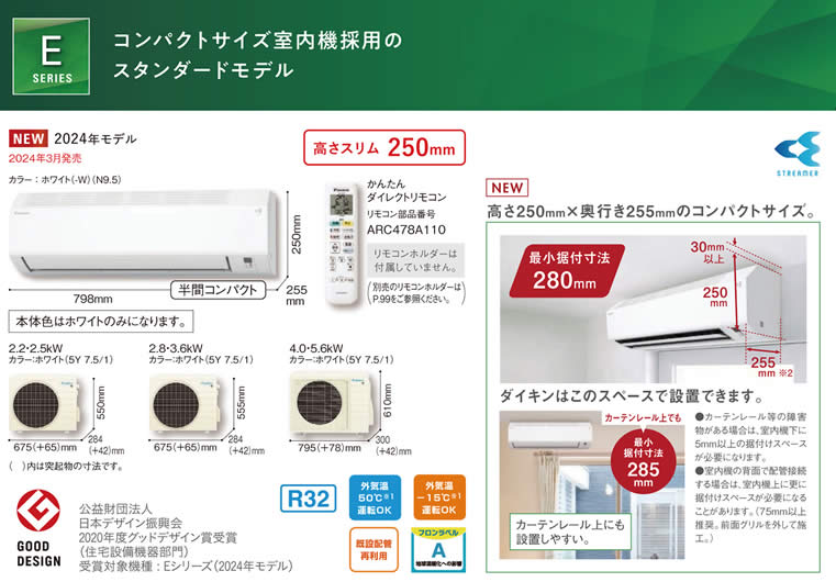 S224ATES-Wダイキン(6畳用)価格2024年最新型モデル(AN224AES-W