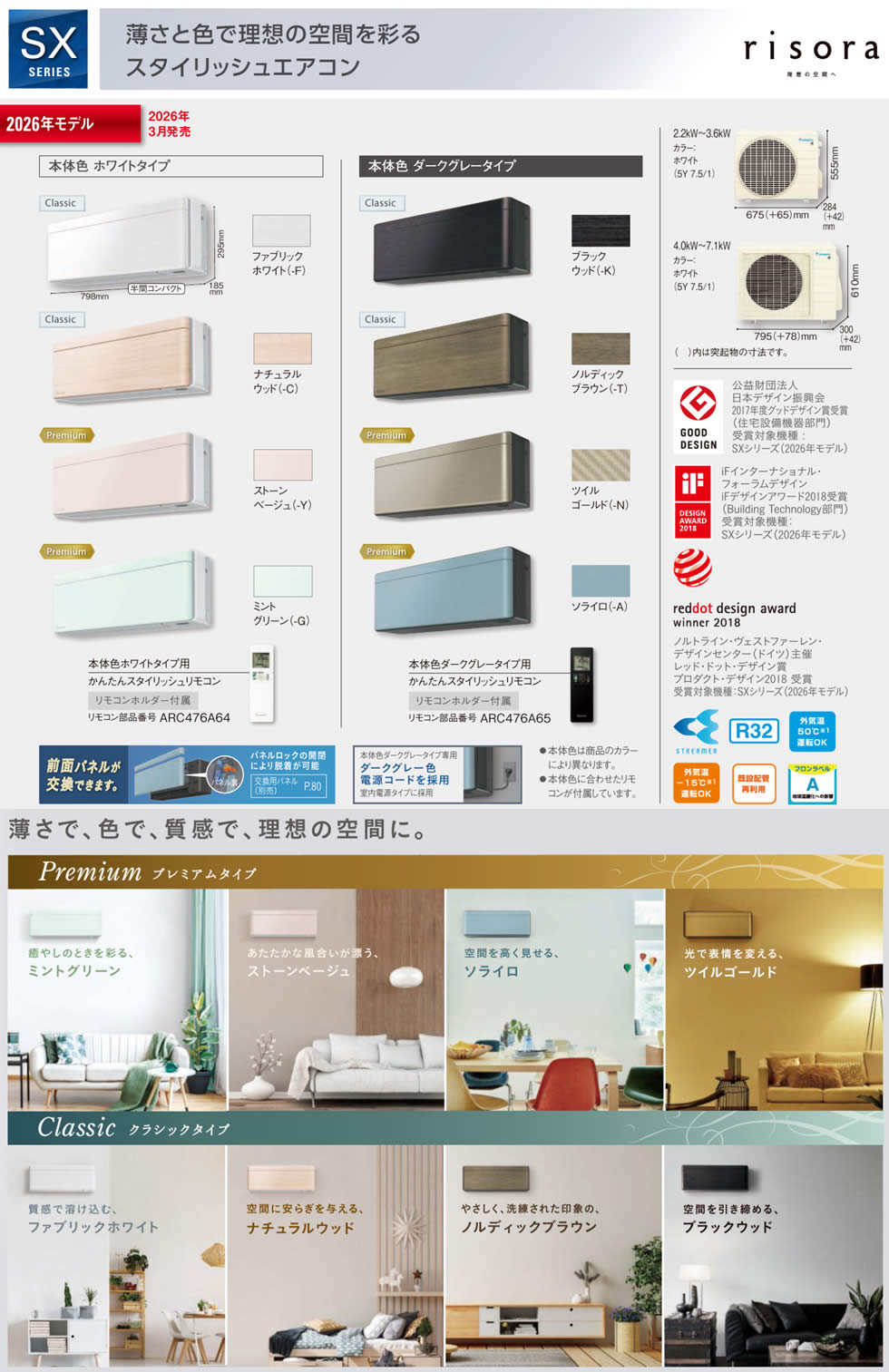 ダイキン壁掛形ルームエアコンSXシリーズの画像